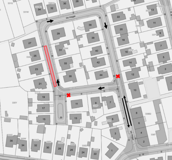 kaartweergave verkeersmaatregelen De Hegge