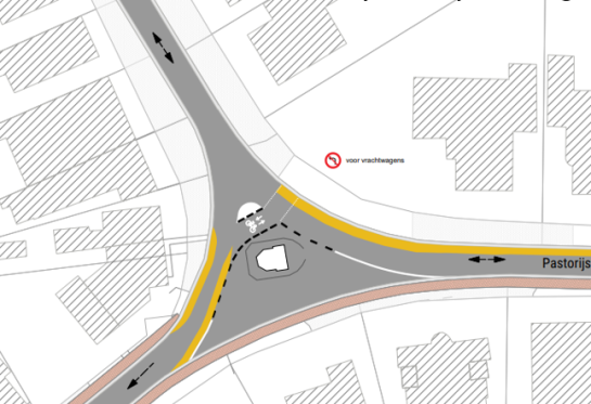 kaartweergave kruispunt Pastorijstraat-Lakstraat