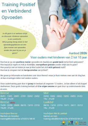 Flyer waarop de verschillende data en locaties van de training staan